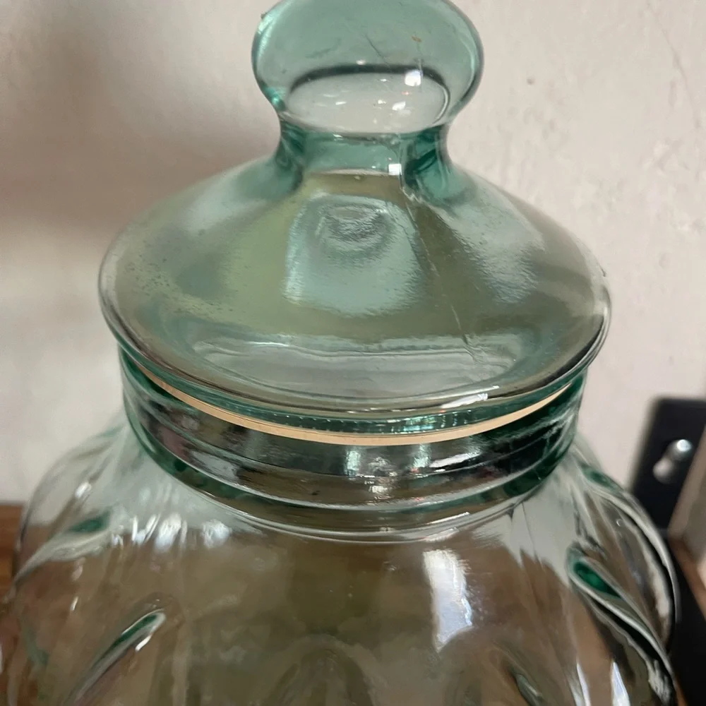 Vintage Italian SV Green Glass Apothecary Jar SVE Made In Italy